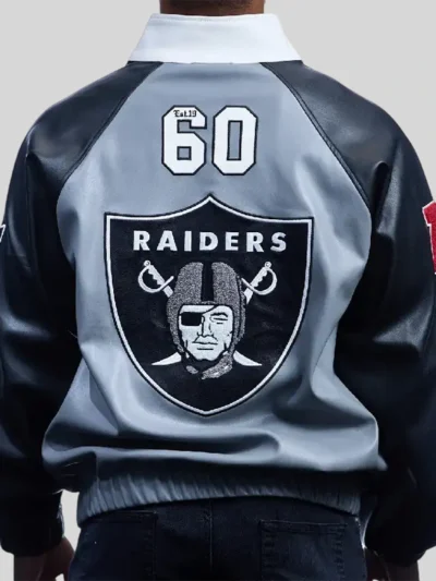 shop now Jeff Hamilton Raiders Vegan Leather Jacket