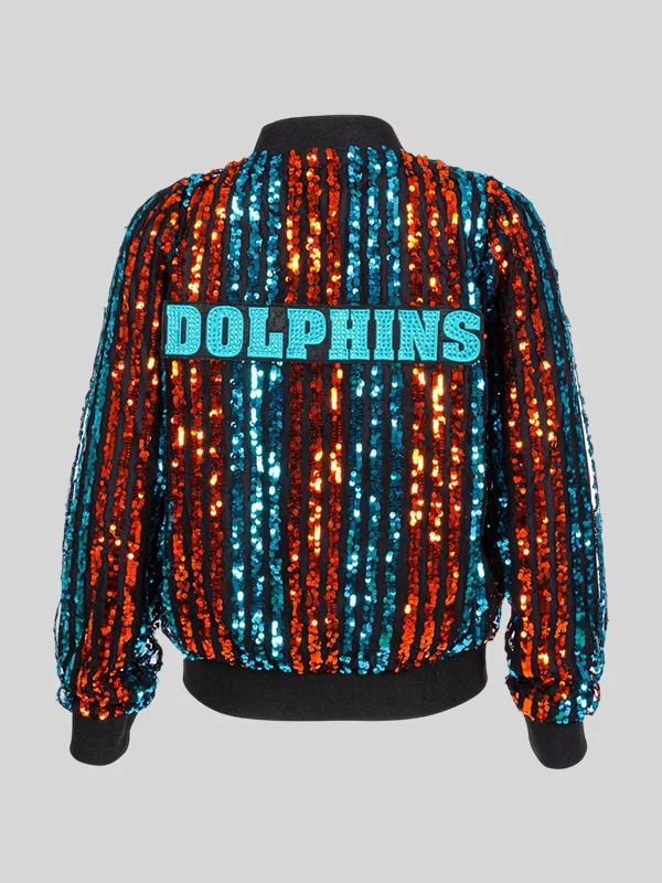 shop now Miami Dolphins Sequin Bomber Jacket