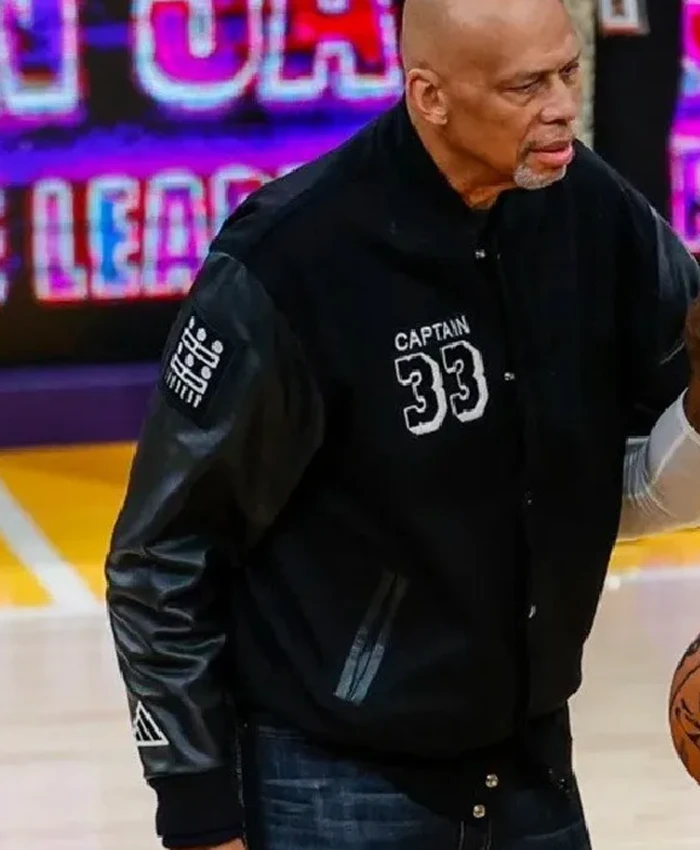 shop now NBA Kareem Abdul-Jabbar Captain Letterman Jacket