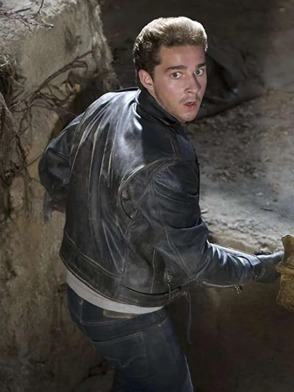 shop now Shia LaBeouf Indiana Jones 4 Black Leather Jacket