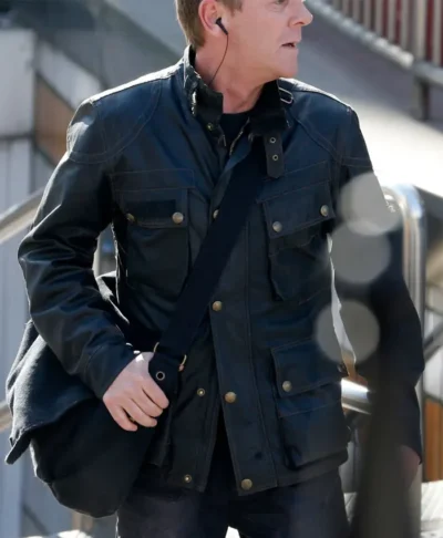 24 Kiefer Sutherland Black Leather Jacket