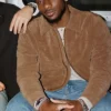 Abercrombie Malik Nabers Brown Suede Jacket