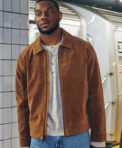 Abercrombie Malik Nabers Brown Suede Jacket