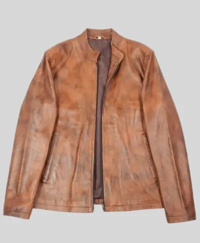 Aldren Tan Leather Zip Jacket