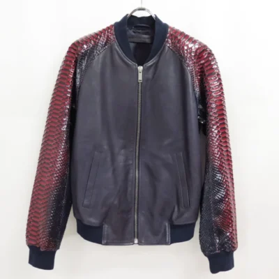 Alexander McQueen SS14 Leather Python Sleeve Bomber Jacket