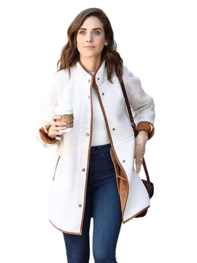 Alison Brie White Sherpa Jacket
