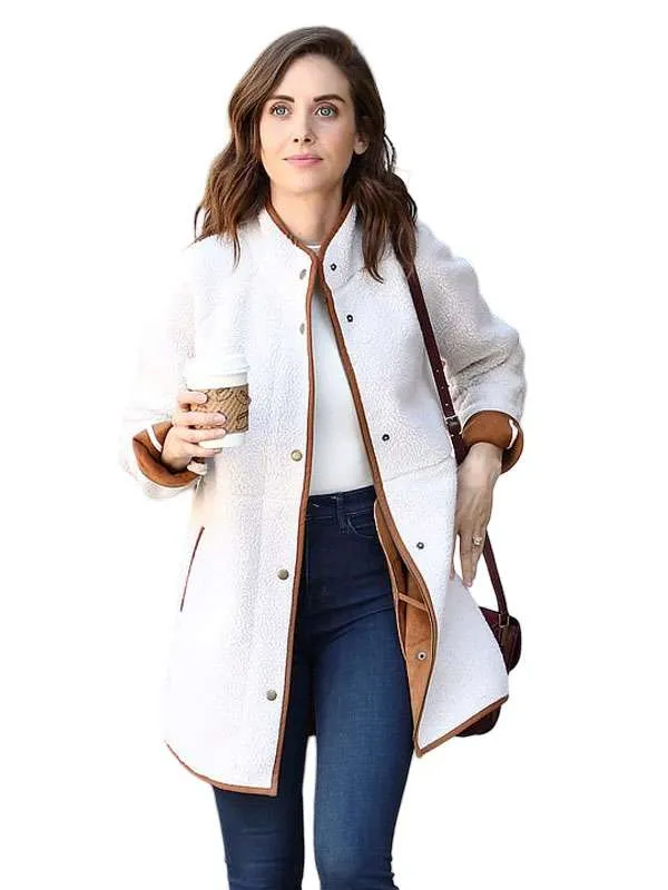Alison Brie White Sherpa Jacket