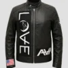 Angels And Airways Love Black Leather Jacket