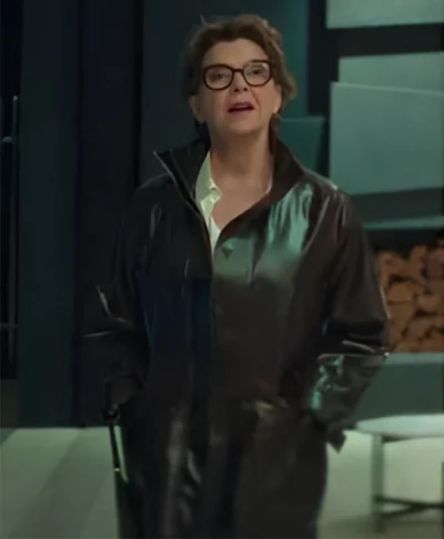 Annette Bening Lucky S01 Brown Leather Coat