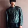 BTS Jin Gucci Primavera Green Leather Jacket