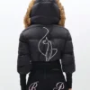 Baby Phat Cropped Black Puffer Jacket With Fur Hood
