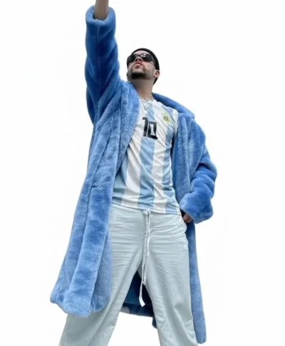 Bad Bunny World Tour 2026 Blue Fur Coat