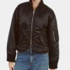 Black Bardot Bomber Jacket