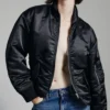 Black Bardot Bomber Jacket