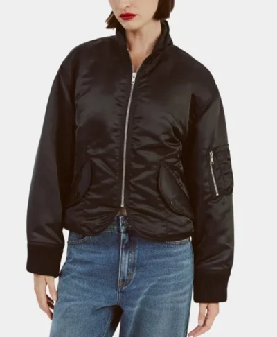 Black Bardot Bomber Jacket