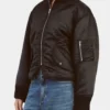 Black Bardot Bomber Jacket