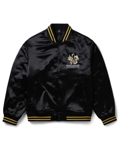 Born x Raised Gentlemens Club Black Varsity Jacket