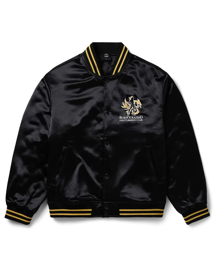 Born x Raised Gentlemens Club Black Varsity Jacket