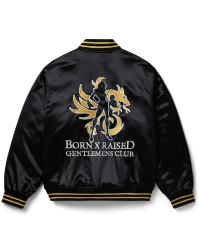 Born x Raised Gentlemens Club Black Varsity Jacket