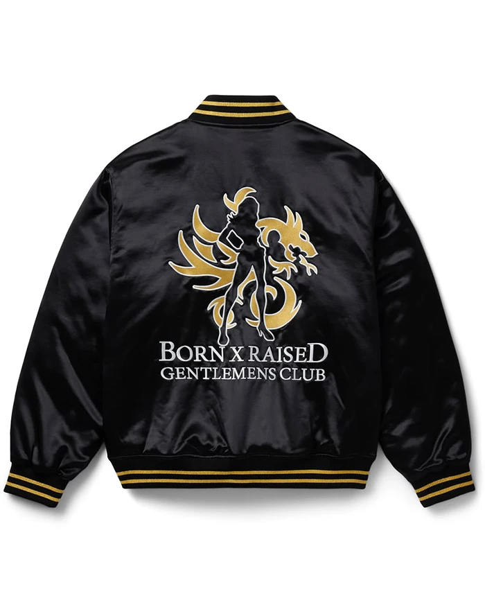 Born x Raised Gentlemens Club Black Varsity Jacket