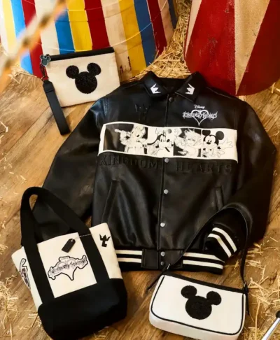 Boxlunch D23 Kingdom Hearts Black Leather Bomber Jacket