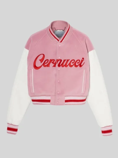 Cernucci Varsity Bomber Jacket Baby Pink