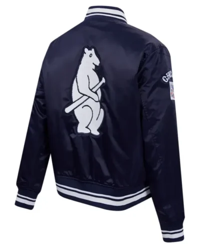 Chicago Cubs MLB Navy Satin Varsity Jacket