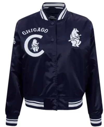 Chicago Cubs MLB Navy Satin Varsity Jacket