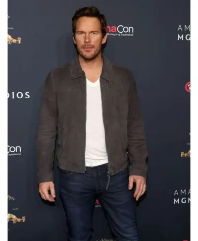 Chris Pratt Mercy 2026 Grey Suede Jacket