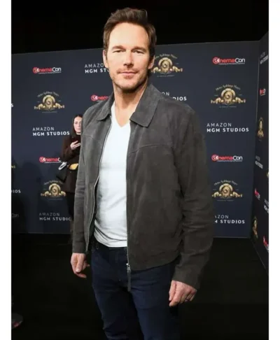 Chris Pratt Mercy 2026 Grey Suede Jacket