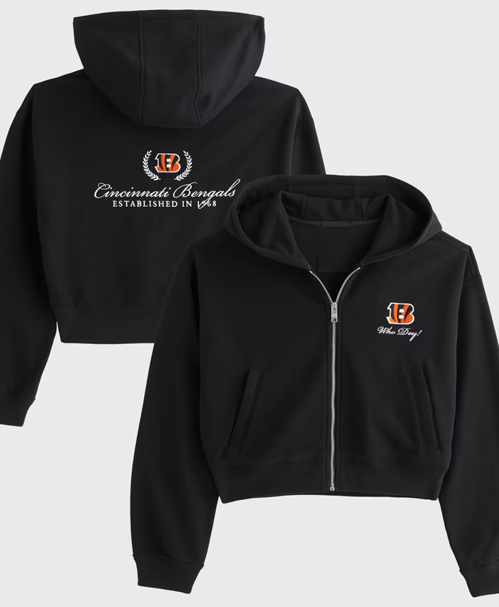 Cincinnati Bengals Abercrombie & Fitch Black Full-Zip Hooded Jacket