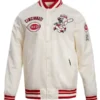 Cincinnati Reds Full Snap White Letterman Jacket