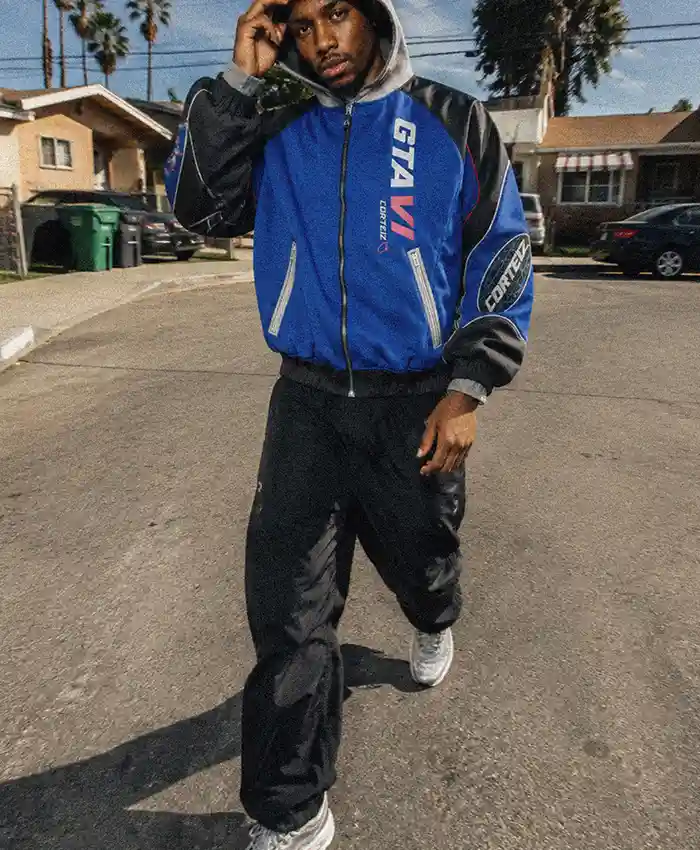 Corteiz x GTA VI Blue Racing Zip-Up Jacket
