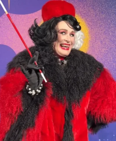 Cruella Deville D23 Expo Red And Black Fur Coat