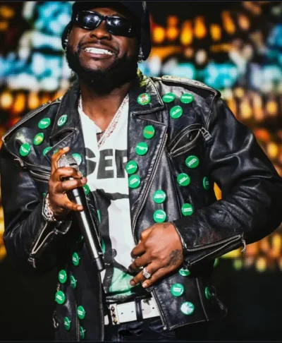 Davido London Concert 2026 Black Leather Jacket
