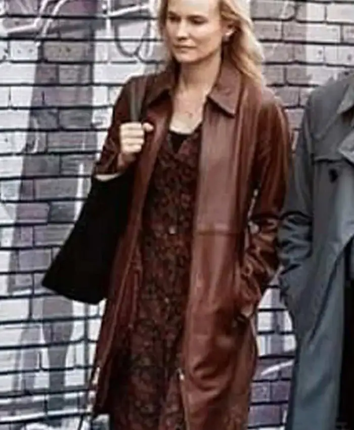 Diane Kruger Longing 2024 Brown Leather Coat