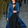 Dua Lipa Footwear Blue Leather Trench Coat