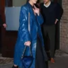 Dua Lipa Footwear Blue Leather Trench Coat