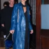 Dua Lipa Footwear Blue Leather Trench Coat