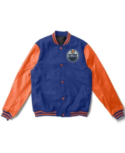 Edmonton Oilers Blue Orange Varsity Jacket