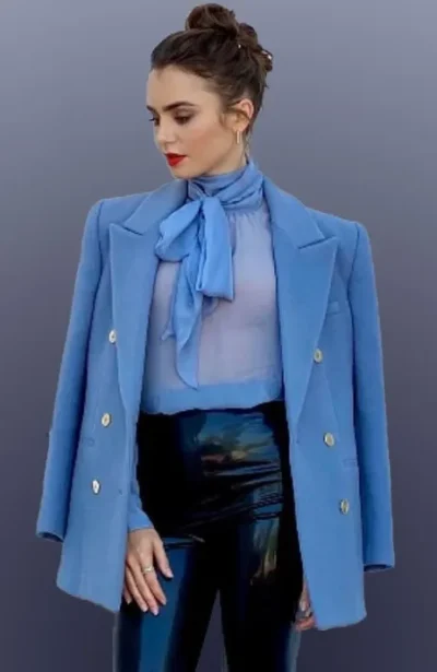 Emily Cooper Emily in Paris Blue Wool Coat