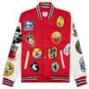 Emotionally Unavailable Red Patches Varsity Jacket