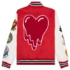 Emotionally Unavailable Red Patches Varsity Jacket