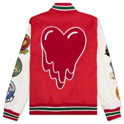 Emotionally Unavailable Red Patches Varsity Jacket