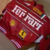 F1 Ferrari Red Leather Bomber Jacket