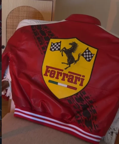 F1 Ferrari Red Leather Bomber Jacket