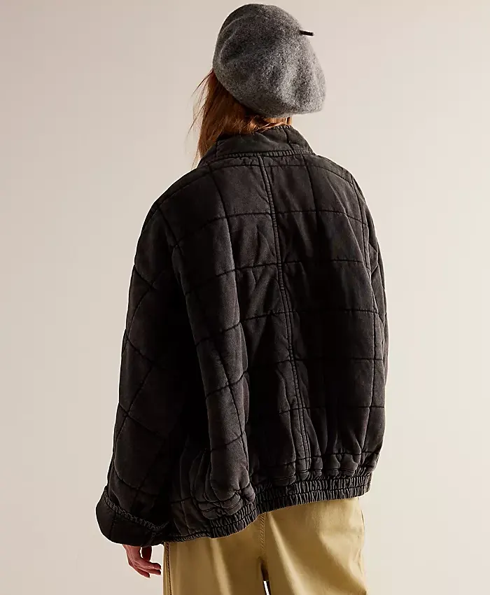 Free People Dolman Quilted Knit Black Jacket