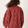 Free People Juno Quilted Burgundy Cotton Jacket