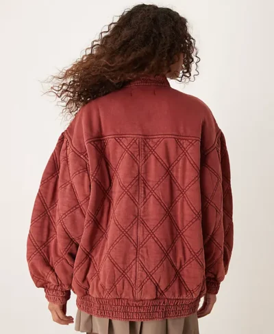 Free People Juno Quilted Burgundy Cotton Jacket
