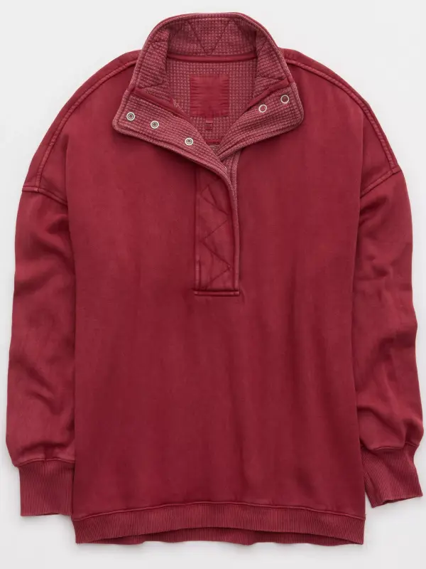 Aerie Getaway Quarter Snap Sweatshirt - Image 4